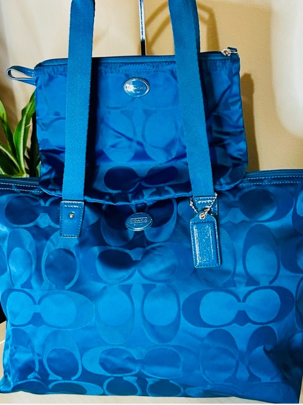 Coach Getaway Signature Nylon Weekender Tote and Pouch Large